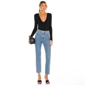 ALIX NYC Black Deep Vneck Longsleeve Irving Bodysuit Size Large
